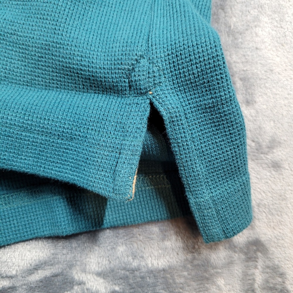 VTG Kayak Mens Glacier Teal Blue Waffle Knit Cotton Polo Shirt 121-153 L NWT - Picture 9 of 10
